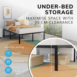 House Of Home King Size Platform Bed Frames Durable Metal Black Powder Coating - thumbnail 5