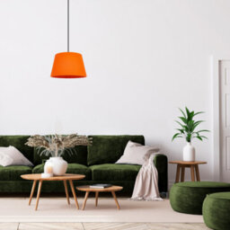 Happy Homewares Traditional 30Cm Vivid Orange Linen Fabric Drum Table/pendant Shade 60W Maximum - thumbnail 5