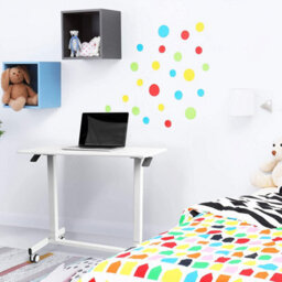 Duronic Tm03T Sit-Stand Desk, Ergonomic Office Table With Wheels, 88X50Cm Platform, Adjustable Height 73-107Cm - White - thumbnail 6