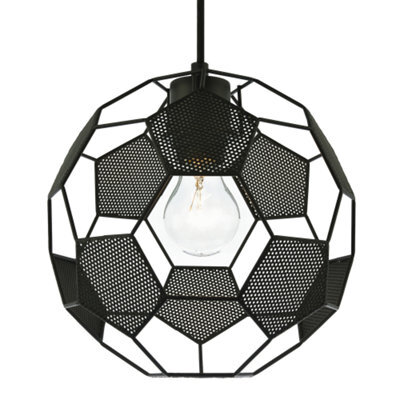 Happy Homewares Modern Matte Black Football Soccer Pendant Lamp Shade With Laser Cut Holes - image 1