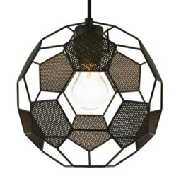 Happy Homewares Modern Matte Black Football Soccer Pendant Lamp Shade With Laser Cut Holes - thumbnail 3