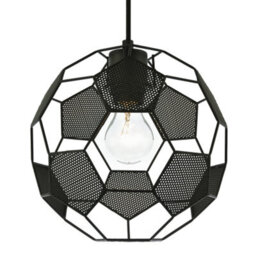 Happy Homewares Modern Matte Black Football Soccer Pendant Lamp Shade With Laser Cut Holes - thumbnail 1