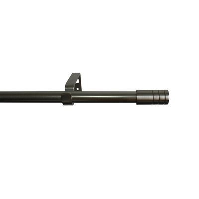 GoodHome Athens Satin Grey Nickel Effect Extendable Stick Single Curtain Pole Set, (L)1200mm-2100mm (Dia)19mm - image 1