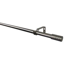 GoodHome Athens Satin Grey Nickel Effect Extendable Stick Single Curtain Pole Set, (L)1200mm-2100mm (Dia)19mm - thumbnail 3