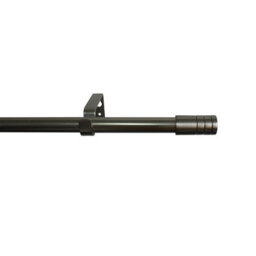 GoodHome Athens Satin Grey Nickel Effect Extendable Stick Single Curtain Pole Set, (L)1200mm-2100mm (Dia)19mm - thumbnail 1