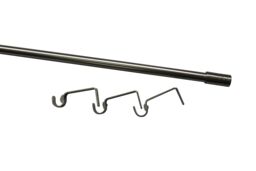 GoodHome Athens Satin Grey Nickel Effect Extendable Stick Single Curtain Pole Set, (L)1200mm-2100mm (Dia)19mm - thumbnail 2