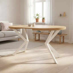 Extendable Dining Table Peroni Scandinavian Style Golden Oak With White Legs