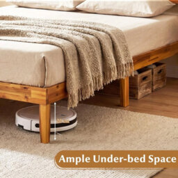 Mid Century Modern Bed Frame Double Size Solid Acacia Wood Platform - thumbnail 4