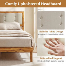 Mid Century Modern Bed Frame Double Size Solid Acacia Wood Platform - thumbnail 3