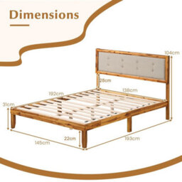 Mid Century Modern Bed Frame Double Size Solid Acacia Wood Platform - thumbnail 2