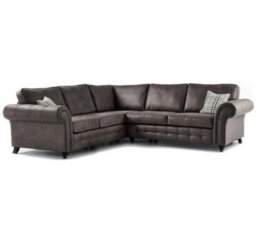 Oakland Large Corner Sofa Suede Leather Grey