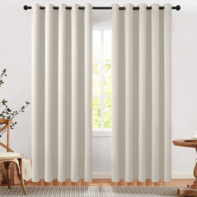 Living And Home Easy Installation Washable Solid Colour Grommet Top Polyester Blackout Curtains Pair Set Of 2 Indoor Use - image 1