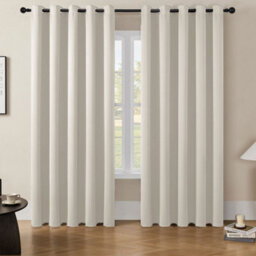 Living And Home Easy Installation Washable Solid Colour Grommet Top Polyester Blackout Curtains Pair Set Of 2 Indoor Use - thumbnail 2