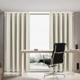Living And Home Easy Installation Washable Solid Colour Grommet Top Polyester Blackout Curtains Pair Set Of 2 Indoor Use - thumbnail 3