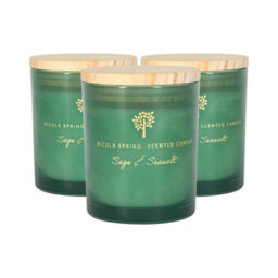 Nicola Spring 3X Sage & Seasalt Scented Candles - 130G 21H Natural Single Wick Soy Wax Aromatherapy Candle Home Fragrance