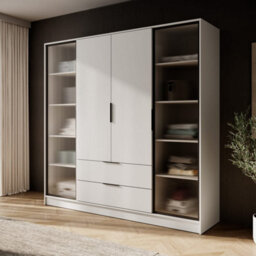 Arte Kelly 206Cm Hinged Wardrobe In Luxurious Cashmere - Spacious Storage With Glass Accents - thumbnail 1