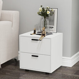 Urbn-Living Urbnliving Height 43Cm 2 Drawer Wooden Bedside Table Cabinet White Bedroom Furniture Storage Nightstand - thumbnail 3