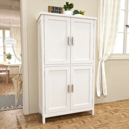 Freestanding Tall Kitchen Pantry Cabinet 4 Doors