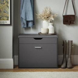 Sobuy Fsr95-Hg,shoe Bench Shoe Cabinet With Folding Padded Seat & Flip Drawer,grey,w60Xd30Xh49 - thumbnail 2