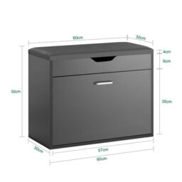 Sobuy Fsr95-Hg,shoe Bench Shoe Cabinet With Folding Padded Seat & Flip Drawer,grey,w60Xd30Xh49 - thumbnail 3
