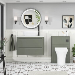 Royal Bathrooms Royal Bathroom Elmore 800mm Matt Green Wall Mounted Countertop Bathroom Vanity Unit 2 Drawer With Elva Basin - thumbnail 5
