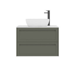 Royal Bathrooms Royal Bathroom Elmore 800mm Matt Green Wall Mounted Countertop Bathroom Vanity Unit 2 Drawer With Elva Basin - thumbnail 7