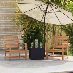 Berkfield Garden Chairs 2 Pcs Natural 60 X 65 X 76.5 Cm Solid Teak Wood - thumbnail 1