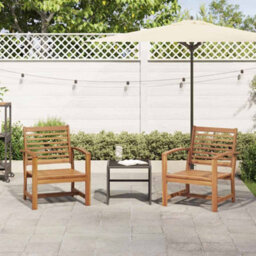 Berkfield Garden Chairs 2 Pcs Natural 60 X 65 X 76.5 Cm Solid Teak Wood - thumbnail 3
