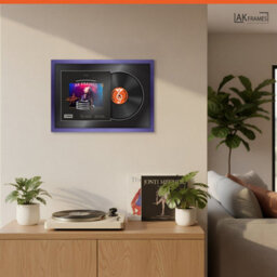 "AK Frames 25X17"" Purple Modern Vinyl Record Frame With Black Mount For 12 Inch Lp Cover & Disc - Overlapped Design" - thumbnail 5