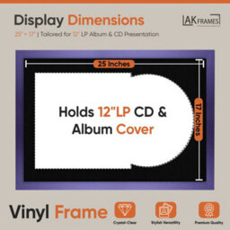 "AK Frames 25X17"" Purple Modern Vinyl Record Frame With Black Mount For 12 Inch Lp Cover & Disc - Overlapped Design" - thumbnail 2