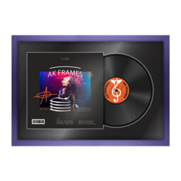 "AK Frames 25X17"" Purple Modern Vinyl Record Frame With Black Mount For 12 Inch Lp Cover & Disc - Overlapped Design"