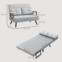 Wyld Haus Pazike Light Grey 4-In-1 Convertible Double Sofa Bed With Cushions - thumbnail 3