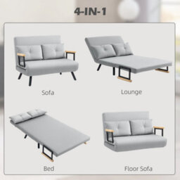 Wyld Haus Pazike Light Grey 4-In-1 Convertible Double Sofa Bed With Cushions - thumbnail 4