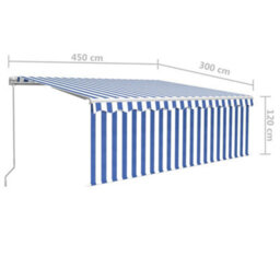 Berkfield Manual Retractable Awning With Blind 4.5X3M Blue&white - thumbnail 7