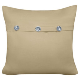 Velosso Mock Button Design Square Cushion, Zip Closure, Machine Washable, Modern Sofa Cushion - Stone - thumbnail 1