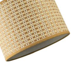 Happy Homewares Vintage Reeded Paper Round Lamp Shade With Taupe Cotton Fabric Trims - thumbnail 3