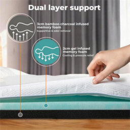 Small Double Mattress Topper Memory Foam Cooling Bamboo 2 Layer Single Double King 5Cm - thumbnail 4