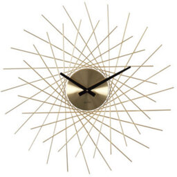 Acctim Lohne Large Wall Clock Quartz Spoke Geometric Spun Metal Gold 50Cm