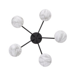 Living And Home Modern E27 5-Light Semi Flush Mount Ceiling Light With Black Iron Base And Marble-Effect Glass Shades, 20W - thumbnail 5