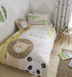 Catherine Lansfield Bedding Roarsome Animals Junior Duvet Cover Set With Pillowcases Natural - thumbnail 1