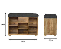 Artisan Furniture Solid Wood Black Tweed 1 Drawer Bench - thumbnail 9