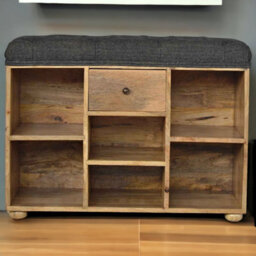 Artisan Furniture Solid Wood Black Tweed 1 Drawer Bench - thumbnail 3