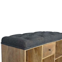 Artisan Furniture Solid Wood Black Tweed 1 Drawer Bench - thumbnail 5