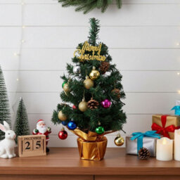 Living And Home 54.5Cm Tall Mini Snow Scene Deer Artificial Pine Christmas Tree With String Lights - thumbnail 2