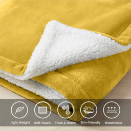 Moonlight Bedding Sherpa Fleece Throw Blanket Ochre Double Soft Thick & Fluffy Reversible Throw For Sofa, Bed & Travel Blanket - thumbnail 3