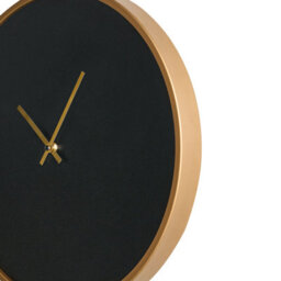 Wyld and Coco Aurora Wall Clock - 40Cm Black Mdf, Matt Finish, Gold-Tone Frame And Hands, Industrial Minimalist - thumbnail 5