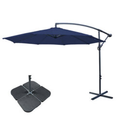 Sundaze 3M Blue Banana Parasol Cantilever Hanging Parasol Umbrella With Crank Function, Base Weights - thumbnail 1