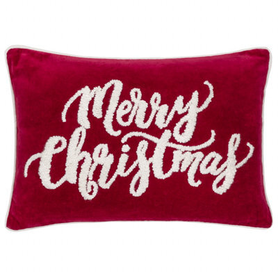 Paoletti Winter Merry Christmas Applique Velvet Cushion Cover - image 1