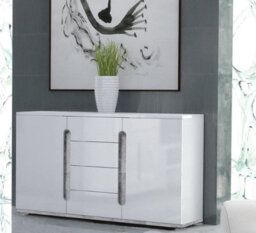 Amos Mann Furniture Lorenz High Gloss White And Grey Wide Large Sideboard T46 - thumbnail 3