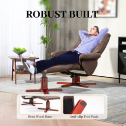 Homcom Recliner Chair With Footstool, Backrest Adjustable, Armchair, Brown - thumbnail 7